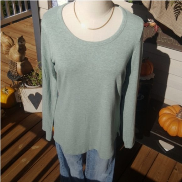 CYNTHIA ROWLEY ♡ Gorgeous Minty Green|Blueish Extremely SOFT Long Sleeve Top L - Picture 14 of 15